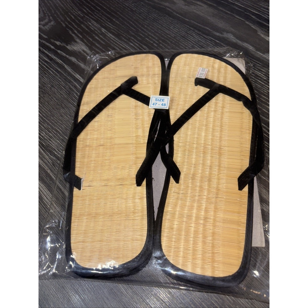 Bamboo Flip‎ Flop Simple Sandals-47/48 Black